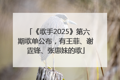 《歌手2025》第六期歌单公布，有王菲、谢霆锋、张惠妹的歌