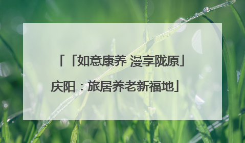 「如意康养 漫享陇原」庆阳：旅居养老新福地