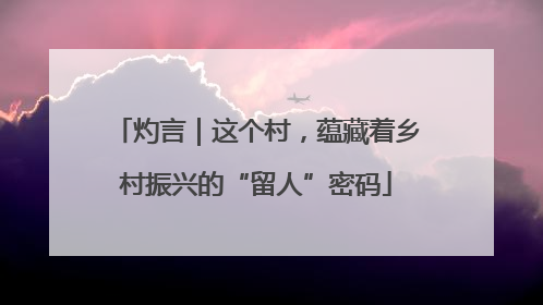 灼言｜这个村，蕴藏着乡村振兴的“留人”密码