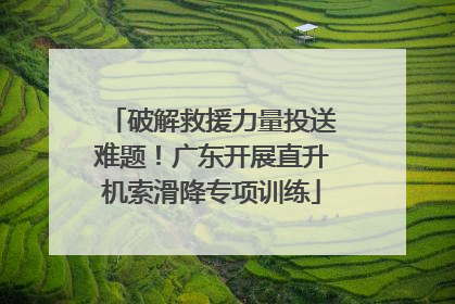 破解救援力量投送难题！广东开展直升机索滑降专项训练