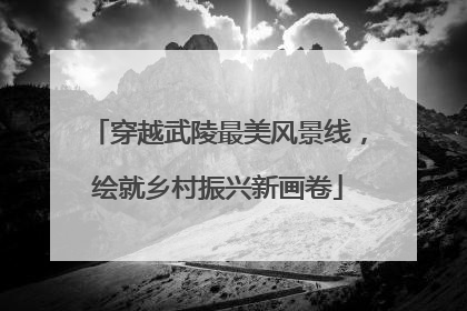 穿越武陵最美风景线，绘就乡村振兴新画卷