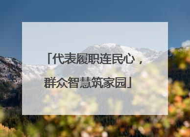 代表履职连民心，群众智慧筑家园