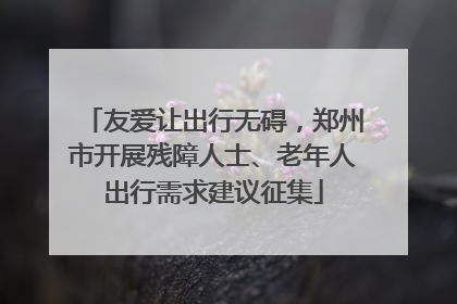 友爱让出行无碍，郑州市开展残障人士、老年人出行需求建议征集
