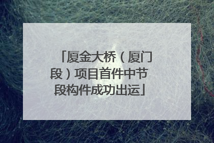 厦金大桥（厦门段）项目首件中节段构件成功出运