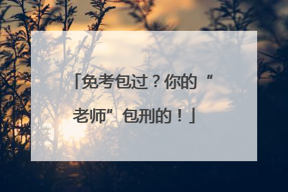 免考包过？你的“老师”包刑的！