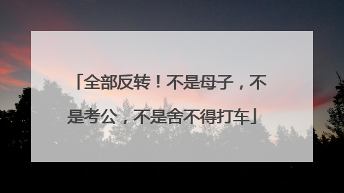 全部反转！不是母子，不是考公，不是舍不得打车