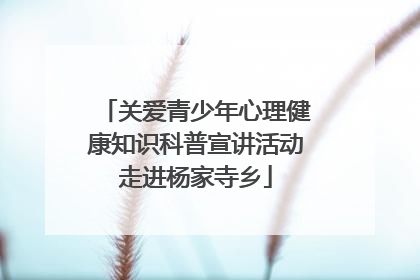 关爱青少年心理健康知识科普宣讲活动走进杨家寺乡