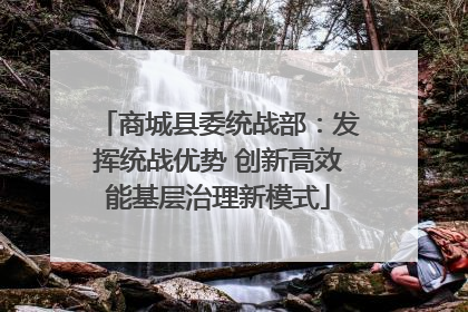 商城县委统战部：发挥统战优势 创新高效能基层治理新模式
