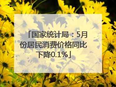 国家统计局：5月份居民消费价格同比下降0.1%