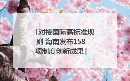 对接国际高标准规则 海南发布158项制度创新成果