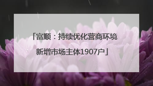 富顺：持续优化营商环境 新增市场主体1907户