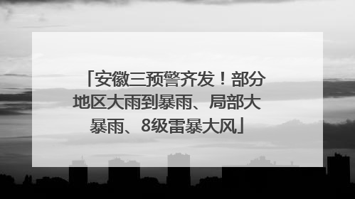 安徽三预警齐发！部分地区大雨到暴雨、局部大暴雨、8级雷暴大风