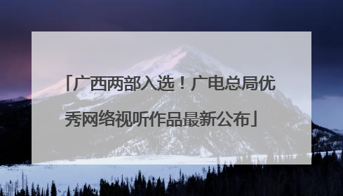 广西两部入选！广电总局优秀网络视听作品最新公布