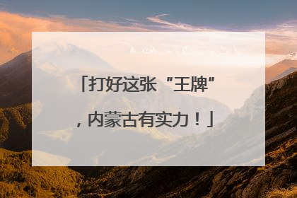 打好这张“王牌”，内蒙古有实力！