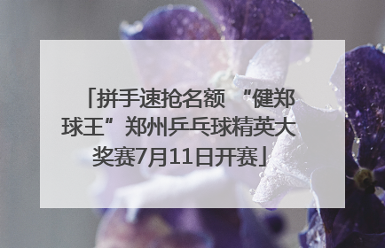 拼手速抢名额 “健郑球王”郑州乒乓球精英大奖赛7月11日开赛