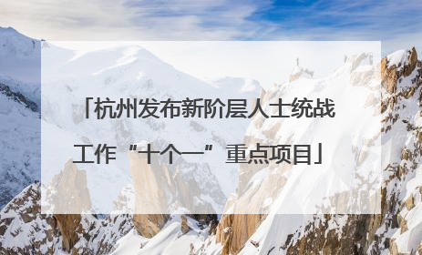 杭州发布新阶层人士统战工作“十个一”重点项目