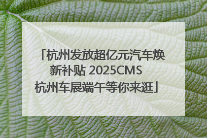 杭州发放超亿元汽车焕新补贴 2025CMS杭州车展端午等你来逛