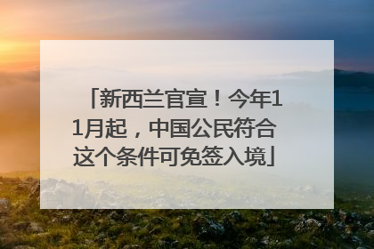 新西兰官宣！今年11月起，中国公民符合这个条件可免签入境