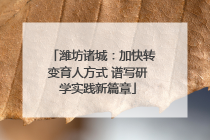 潍坊诸城：加快转变育人方式 谱写研学实践新篇章
