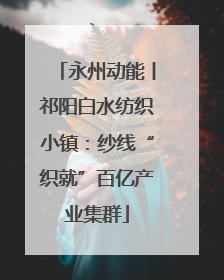 永州动能丨祁阳白水纺织小镇：纱线“织就”百亿产业集群