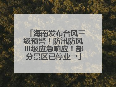 海南发布台风三级预警！防汛防风Ⅲ级应急响应！部分景区已停业→
