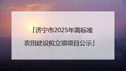 济宁市2025年高标准农田建设拟立项项目公示