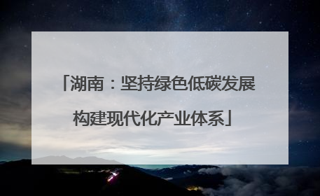 湖南：坚持绿色低碳发展 构建现代化产业体系
