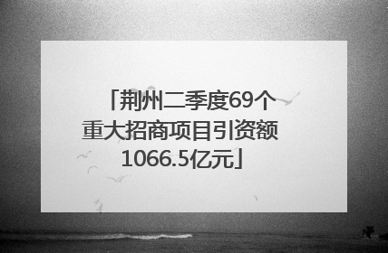 荆州二季度69个重大招商项目引资额1066.5亿元
