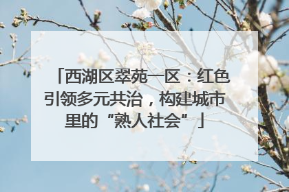 西湖区翠苑一区：红色引领多元共治，构建城市里的“熟人社会”
