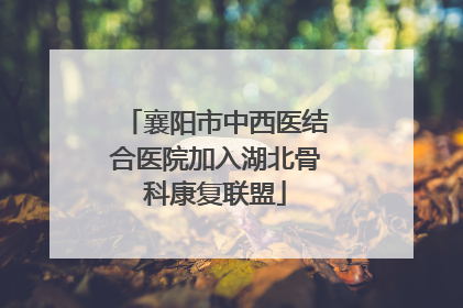 襄阳市中西医结合医院加入湖北骨科康复联盟