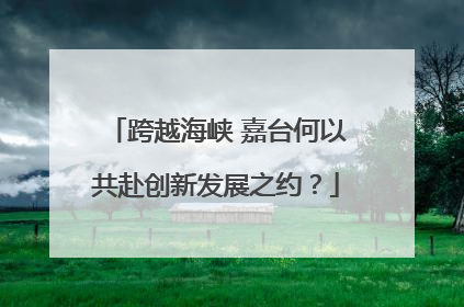 跨越海峡 嘉台何以共赴创新发展之约？