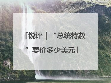 锐评｜“总统特赦”要价多少美元