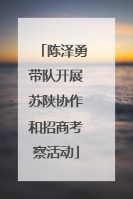 陈泽勇带队开展苏陕协作和招商考察活动