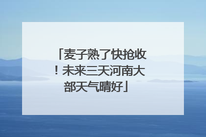 麦子熟了快抢收！未来三天河南大部天气晴好