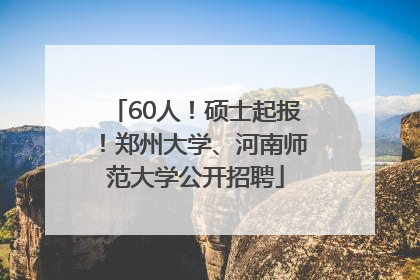 60人！硕士起报！郑州大学、河南师范大学公开招聘